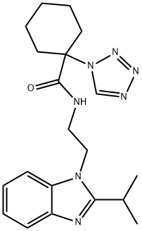 N-[2-(2-propan-2-ylbenzimidazol-1-yl)ethyl]-1-(tetrazol-1-yl)cyclohexane-1-carboxamide Structural