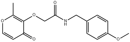 N-[(4-methoxyphenyl)methyl]-2-(2-methyl-4-oxopyran-3-yl)oxyacetamide Structural