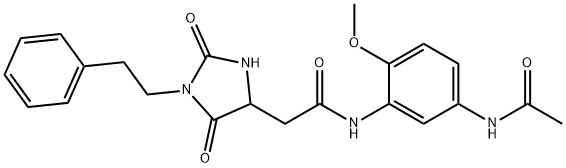 N-(5-acetamido-2-methoxyphenyl)-2-[2,5-dioxo-1-(2-phenylethyl)imidazolidin-4-yl]acetamide Structural