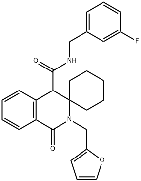 N-[(3-fluorophenyl)methyl]-2-(furan-2-ylmethyl)-1-oxospiro[4H-isoquinoline-3,1'-cyclohexane]-4-carboxamide Structural