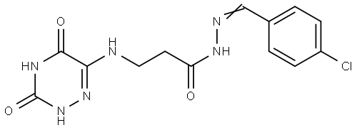 N-[(E)-(4-chlorophenyl)methylideneamino]-3-[(3,5-dioxo-2H-1,2,4-triazin-6-yl)amino]propanamide Structural