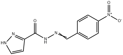 N-[(E)-(4-nitrophenyl)methylideneamino]-1H-pyrazole-5-carboxamide Structural