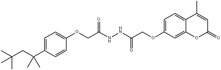 N'-[2-(4-methyl-2-oxochromen-7-yl)oxyacetyl]-2-[4-(2,4,4-trimethylpentan-2-yl)phenoxy]acetohydrazide Structural