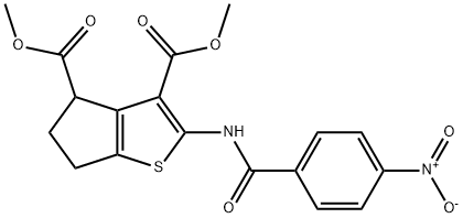 dimethyl 2-[(4-nitrobenzoyl)amino]-5,6-dihydro-4H-cyclopenta[b]thiophene-3,4-dicarboxylate Structural