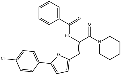 N-[(E)-1-[5-(4-chlorophenyl)furan-2-yl]-3-oxo-3-piperidin-1-ylprop-1-en-2-yl]benzamide Structural