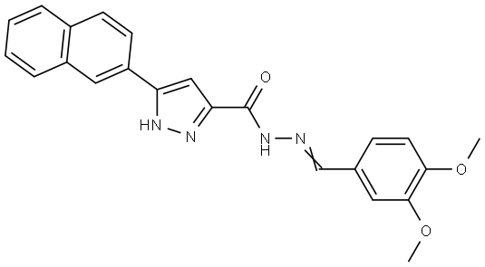 N-[(E)-(3,4-dimethoxyphenyl)methylideneamino]-3-naphthalen-2-yl-1H-pyrazole-5-carboxamide Structural