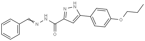 N-[(E)-benzylideneamino]-3-(4-propoxyphenyl)-1H-pyrazole-5-carboxamide Structural