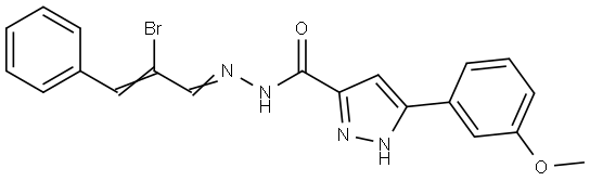 N-[(E)-[(Z)-2-bromo-3-phenylprop-2-enylidene]amino]-3-(3-methoxyphenyl)-1H-pyrazole-5-carboxamide Structural
