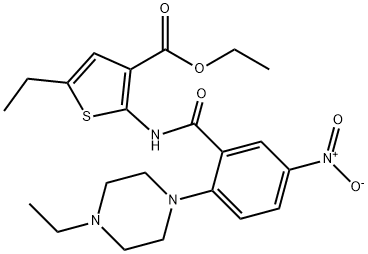 ethyl 5-ethyl-2-[[2-(4-ethylpiperazin-1-yl)-5-nitrobenzoyl]amino]thiophene-3-carboxylate Structural