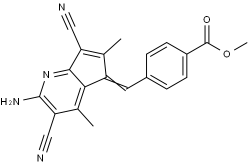 methyl 4-[(Z)-(2-amino-3,7-dicyano-4,6-dimethylcyclopenta[b]pyridin-5-ylidene)methyl]benzoate Structural