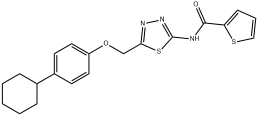 N-[5-[(4-cyclohexylphenoxy)methyl]-1,3,4-thiadiazol-2-yl]thiophene-2-carboxamide Structural