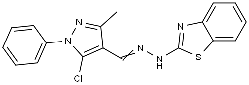 N-[(E)-(5-chloro-3-methyl-1-phenylpyrazol-4-yl)methylideneamino]-1,3-benzothiazol-2-amine Structural