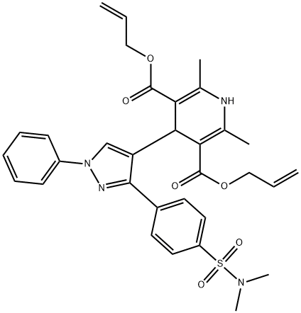bis(prop-2-enyl) 4-[3-[4-(dimethylsulfamoyl)phenyl]-1-phenylpyrazol-4-yl]-2,6-dimethyl-1,4-dihydropyridine-3,5-dicarboxylate Structural