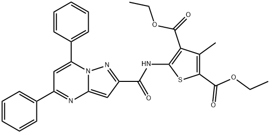 diethyl 5-[(5,7-diphenylpyrazolo[1,5-a]pyrimidine-2-carbonyl)amino]-3-methylthiophene-2,4-dicarboxylate Structural