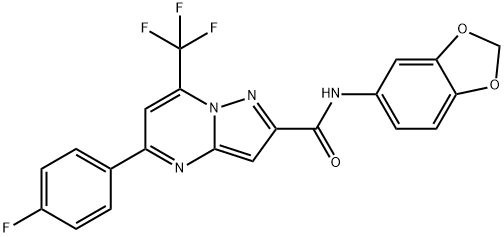 N-(1,3-benzodioxol-5-yl)-5-(4-fluorophenyl)-7-(trifluoromethyl)pyrazolo[1,5-a]pyrimidine-2-carboxamide Structural