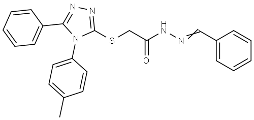 N-[(E)-benzylideneamino]-2-[[4-(4-methylphenyl)-5-phenyl-1,2,4-triazol-3-yl]sulfanyl]acetamide Structural