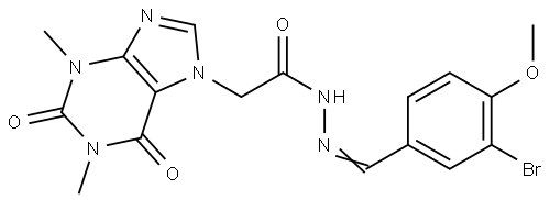 N-[(E)-(3-bromo-4-methoxyphenyl)methylideneamino]-2-(1,3-dimethyl-2,6-dioxopurin-7-yl)acetamide Structural