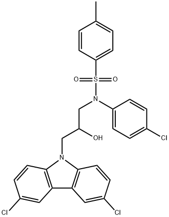 N-(4-chlorophenyl)-N-[3-(3,6-dichlorocarbazol-9-yl)-2-hydroxypropyl]-4-methylbenzenesulfonamide Structural