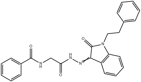 N-[2-oxo-2-[(2Z)-2-[2-oxo-1-(2-phenylethyl)indol-3-ylidene]hydrazinyl]ethyl]benzamide Structural