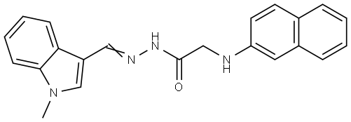 N-[(E)-(1-methylindol-3-yl)methylideneamino]-2-(naphthalen-2-ylamino)acetamide Structural