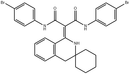 N,N'-bis(4-bromophenyl)-2-spiro[2,4-dihydroisoquinoline-3,1'-cyclohexane]-1-ylidenepropanediamide Structural