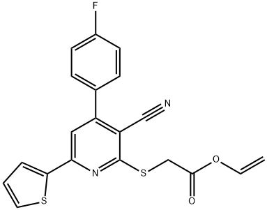 vinyl 2-((3-cyano-4-(4-fluorophenyl)-6-(thiophen-2-yl)pyridin-2-yl)thio)acetate Structural