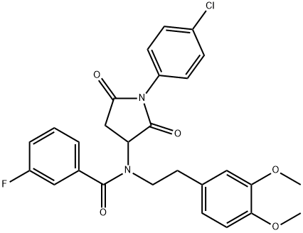 N-[1-(4-chlorophenyl)-2,5-dioxopyrrolidin-3-yl]-N-[2-(3,4-dimethoxyphenyl)ethyl]-3-fluorobenzamide Structural