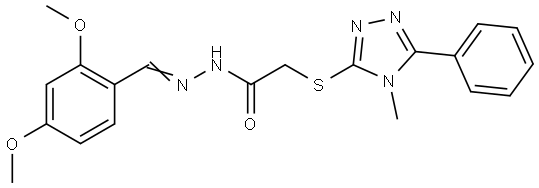 N-[(E)-(2,4-dimethoxyphenyl)methylideneamino]-2-[(4-methyl-5-phenyl-1,2,4-triazol-3-yl)sulfanyl]acetamide Structural