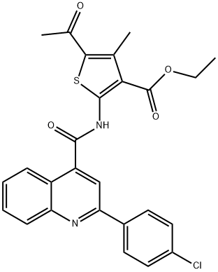 ethyl 5-acetyl-2-[[2-(4-chlorophenyl)quinoline-4-carbonyl]amino]-4-methylthiophene-3-carboxylate Structural