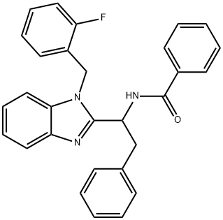 N-[1-[1-[(2-fluorophenyl)methyl]benzimidazol-2-yl]-2-phenylethyl]benzamide Structural