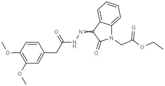 ethyl 2-[(3Z)-3-[[2-(3,4-dimethoxyphenyl)acetyl]hydrazinylidene]-2-oxoindol-1-yl]acetate Structural