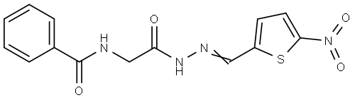 N-[2-[(2E)-2-[(5-nitrothiophen-2-yl)methylidene]hydrazinyl]-2-oxoethyl]benzamide Structural
