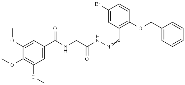 N-[2-[(2E)-2-[(5-bromo-2-phenylmethoxyphenyl)methylidene]hydrazinyl]-2-oxoethyl]-3,4,5-trimethoxybenzamide Structural