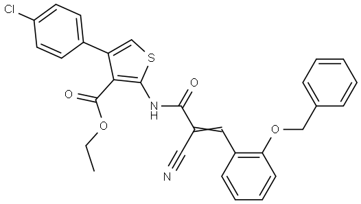 ethyl 4-(4-chlorophenyl)-2-[[(E)-2-cyano-3-(2-phenylmethoxyphenyl)prop-2-enoyl]amino]thiophene-3-carboxylate Structural