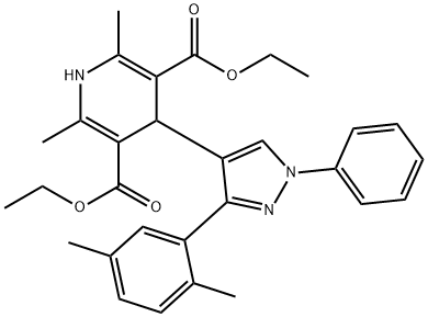 diethyl 4-[3-(2,5-dimethylphenyl)-1-phenylpyrazol-4-yl]-2,6-dimethyl-1,4-dihydropyridine-3,5-dicarboxylate Structural
