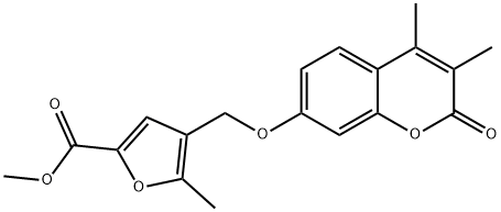 methyl 4-[(3,4-dimethyl-2-oxochromen-7-yl)oxymethyl]-5-methylfuran-2-carboxylate Structural