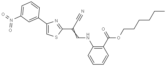hexyl 2-[[(E)-2-cyano-2-[4-(3-nitrophenyl)-1,3-thiazol-2-yl]ethenyl]amino]benzoate Structural