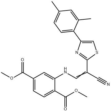 dimethyl 2-[[(E)-2-cyano-2-[4-(2,4-dimethylphenyl)-1,3-thiazol-2-yl]ethenyl]amino]benzene-1,4-dicarboxylate Structural