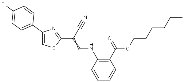 hexyl 2-[[(E)-2-cyano-2-[4-(4-fluorophenyl)-1,3-thiazol-2-yl]ethenyl]amino]benzoate Structural