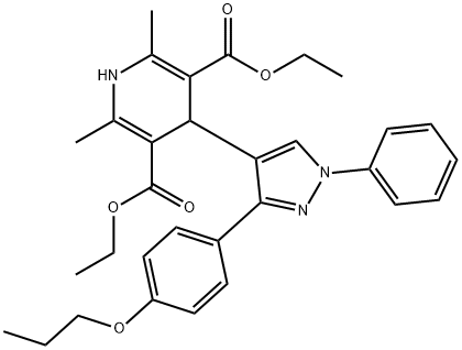 diethyl 2,6-dimethyl-4-[1-phenyl-3-(4-propoxyphenyl)pyrazol-4-yl]-1,4-dihydropyridine-3,5-dicarboxylate Structural
