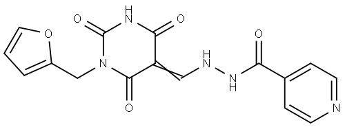 N'-[(E)-[1-(furan-2-ylmethyl)-2,4,6-trioxo-1,3-diazinan-5-ylidene]methyl]pyridine-4-carbohydrazide Structural