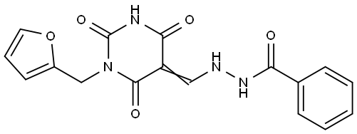 N'-[(E)-[1-(furan-2-ylmethyl)-2,4,6-trioxo-1,3-diazinan-5-ylidene]methyl]benzohydrazide Structural