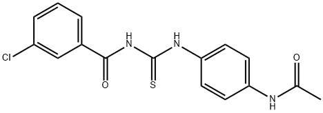 N-[(4-acetamidophenyl)carbamothioyl]-3-chlorobenzamide Structural