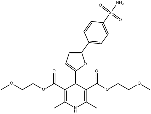 bis(2-methoxyethyl) 2,6-dimethyl-4-[5-(4-sulfamoylphenyl)furan-2-yl]-1,4-dihydropyridine-3,5-dicarboxylate Structural
