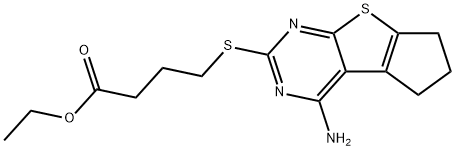 ethyl 4-[(1-amino-7,8-dihydro-6H-cyclopenta[4,5]thieno[1,2-c]pyrimidin-3-yl)sulfanyl]butanoate Structural