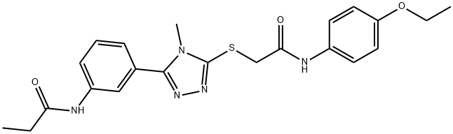 N-[3-[5-[2-(4-ethoxyanilino)-2-oxoethyl]sulfanyl-4-methyl-1,2,4-triazol-3-yl]phenyl]propanamide Structural