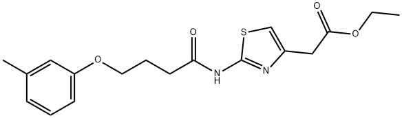ethyl 2-[2-[4-(3-methylphenoxy)butanoylamino]-1,3-thiazol-4-yl]acetate Structural