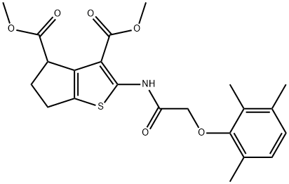 dimethyl 2-[[2-(2,3,6-trimethylphenoxy)acetyl]amino]-5,6-dihydro-4H-cyclopenta[b]thiophene-3,4-dicarboxylate Structural