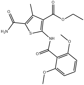 ethyl 5-carbamoyl-2-[(2,6-dimethoxybenzoyl)amino]-4-methylthiophene-3-carboxylate Structural