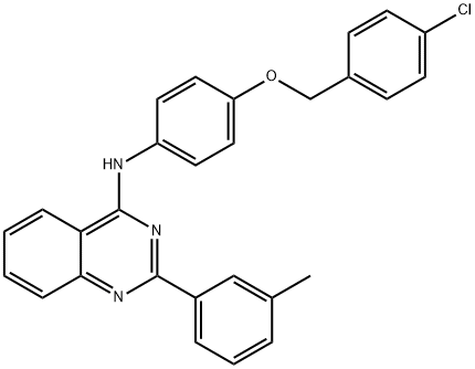N-[4-[(4-chlorophenyl)methoxy]phenyl]-2-(3-methylphenyl)quinazolin-4-amine Structural